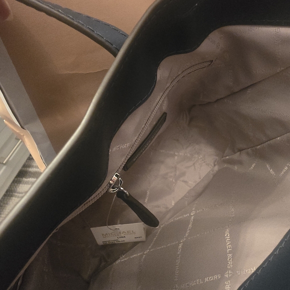 NWT Michael Kors Navy Blue Leather Shoulder Bag - Picture 8 of 10